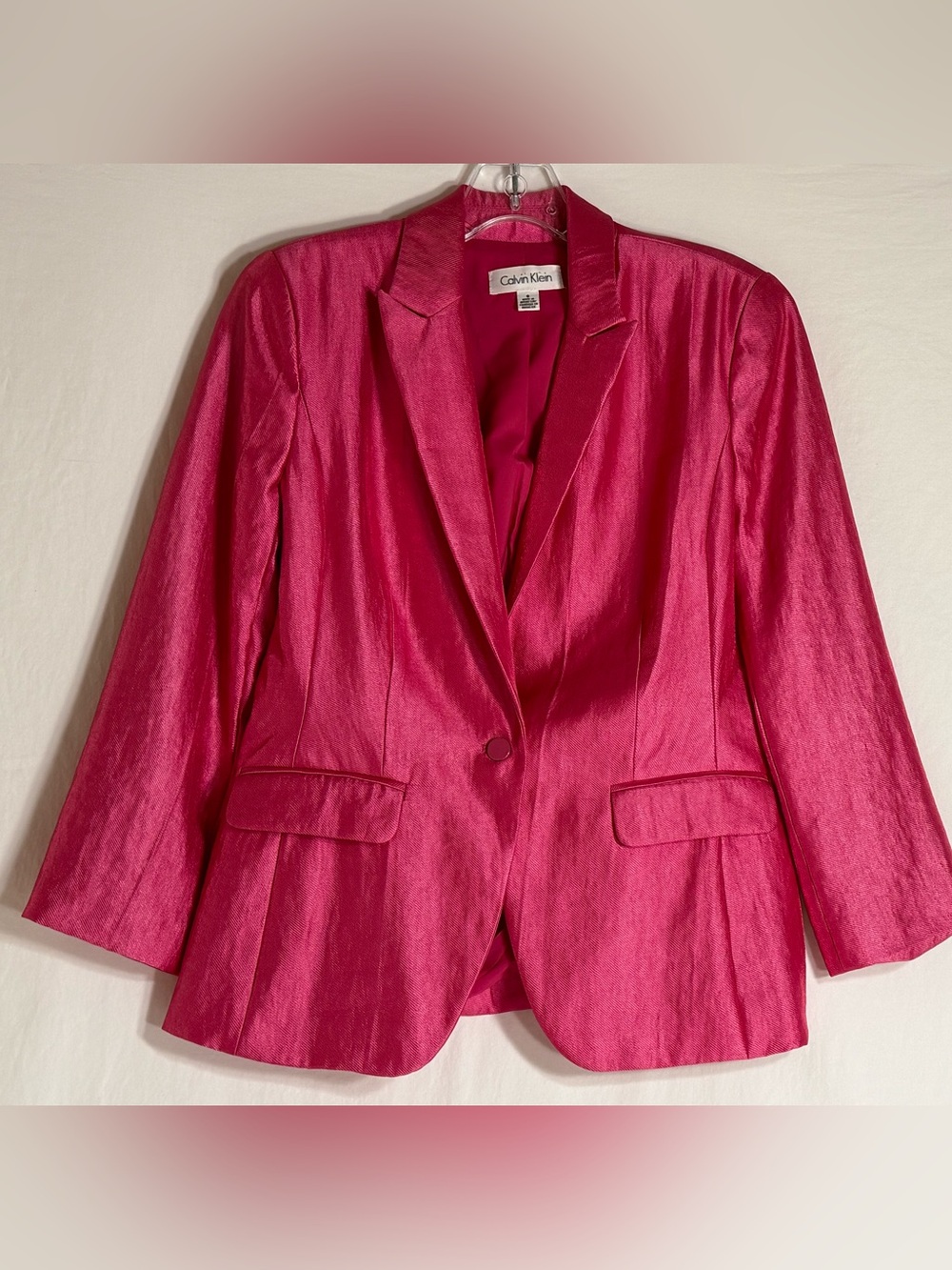 Calvin Klein Vibrant Fuchsia Single-Button Blazer
